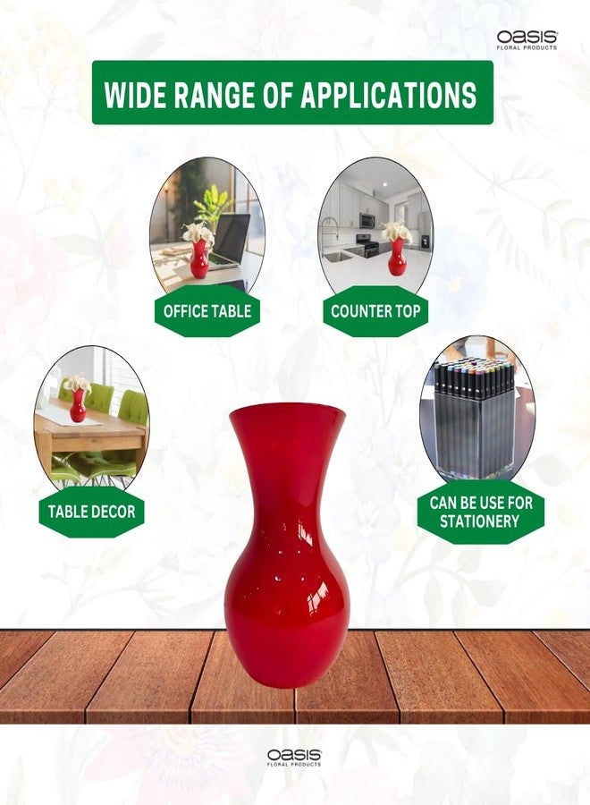 Oasis Acrylic Unbreakable Classic Flower Vases for Table Centerpiece, Home Decor, Floral Arrangement, Office, Events, Gifting & More - Sweetheart Red - Image 5